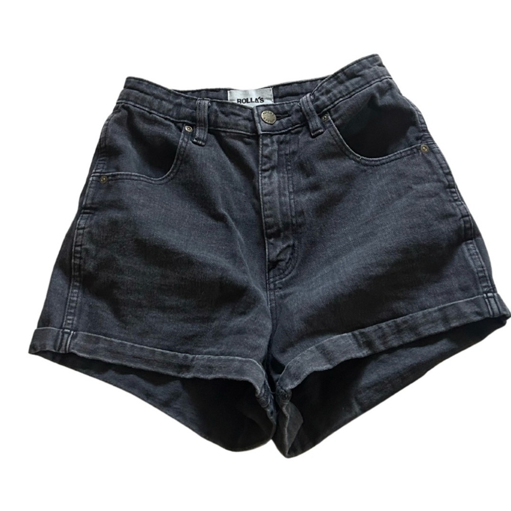 Rolla’s Dusters High Rise Relaxed Denim Shorts | Charcoal/Washed Black | Size 24 - Picture 2 of 5